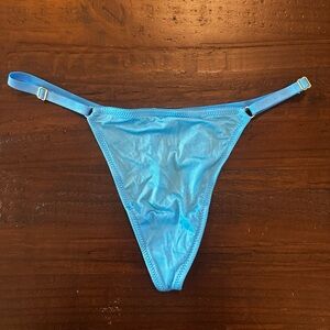 *NIP RARE COLOR* Victoria's Secret Capri Blue Satin V-String Panties